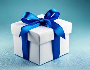 Obraz premium 箱 プレゼント 白い箱 青いリボン