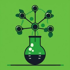 A green vase with a plant inside of it