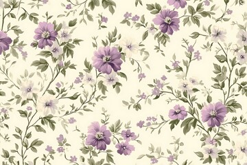 Purple floral pattern fabric design