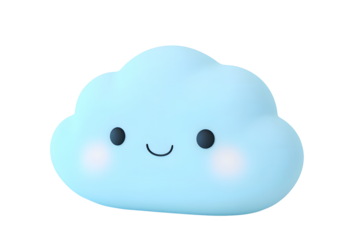 Cute Blue Cloud with a Smiling Face and Blushing Cheeks.