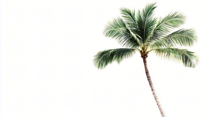 Lush Green Tropical Palm Tree Isolated on White Background Summer Vacation Paradise
