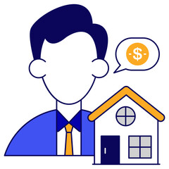 A flat design icon estate agent