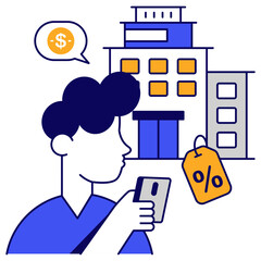 Editable design icon of home discount