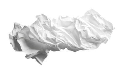 Obraz premium Textured crumpled white paper creating a dynamic appearance in design projects suitable for backgrounds or artistic presentations, cut out
