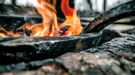 Fiery Embers in Rustic Forge  Blacksmithing  Fire  Heat  Coal