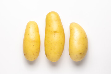 Fresh Yellow Potatoes for French Fries on White Background - Ideal for Restaurant Use
