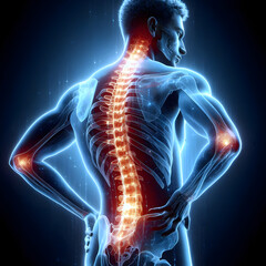 3d rendered illustration of a painful back and joint