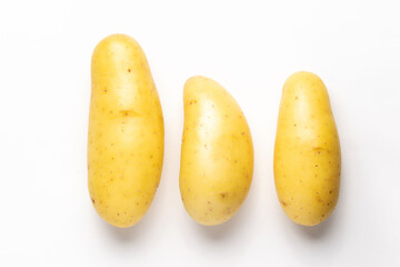 Fresh Yellow Potatoes for French Fries on White Background - Ideal for Restaurant Use