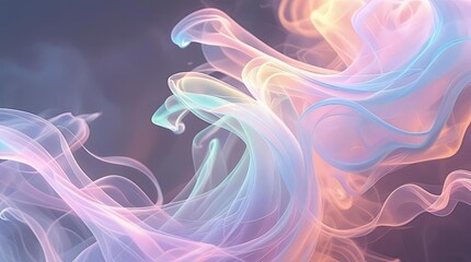 Obraz premium Dreamy Iridescent Smoke Abstract with Fluid Swirling Motion and Soft Pastel Glow in a Mystical and Atmospheric Design