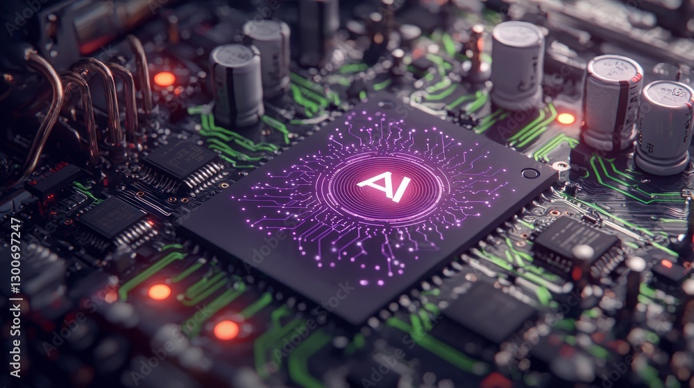 Poster ai circuit board close up of advanced artificial intelligence technology