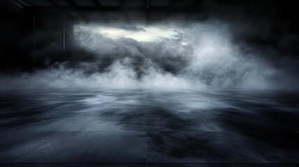 Experience the enchanting effect of fog against a textured concrete floor.