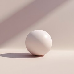 Minimalist White Sphere on Beige Background with Shadow
