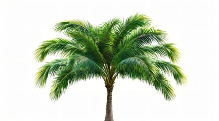 Lush Green Tropical Palm Tree Isolated on White Background for Design