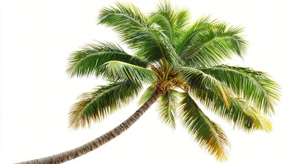Lush Green Coconut Palm Tree Isolated on White Background Tropical Summer Vacation Image