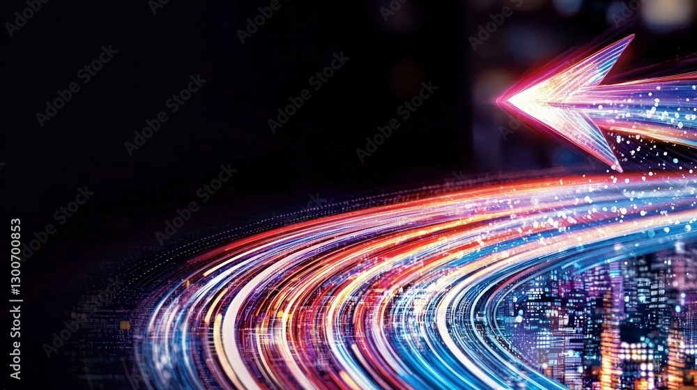 Poster futuristic arrow of light progress speed technology innovation digital network data