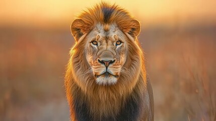 Fototapeta premium Majestic African Lion at Golden Hour Wildlife Photography
