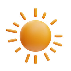 PNG 3D sun icon isolated on a white background