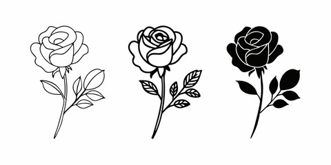 Set of simple flower icon illustration