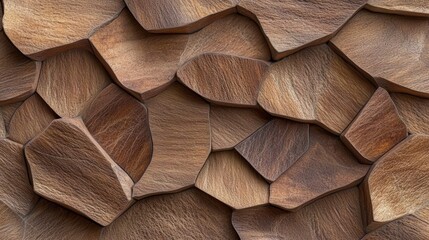 Fototapeta premium Abstract Brown Wood Texture Geometric Irregular 3D Wall Panel Design