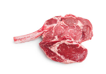 Obraz premium Pieces of raw beef meat isolated on white
