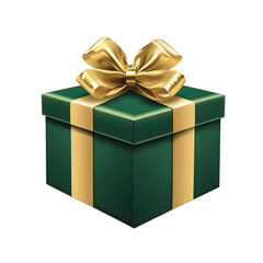 Obraz premium Luxurious Green Gift Box with Gold Ribbon and Bow