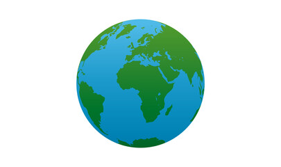 Vector Globe Illustration – Earth Planet with Green Continents & Blue Oceans