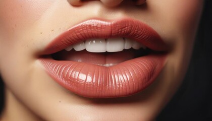 Fototapeta premium Retro style female lips with subtle halftone texture, feminine, lip art