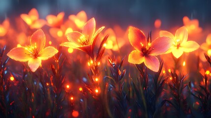 Obraz premium Glow in the garden yellow flower neo glow garden