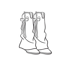 Cute woman cowboy shoes with bow clip art