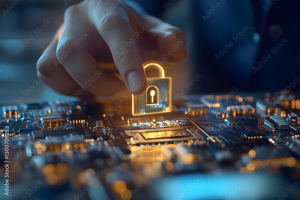 Poster cybersecurity leader safeguarding digital assets with encrypted networks