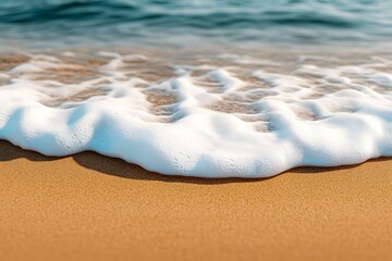 Serene Coastal Scene Gentle Waves on Golden Sand Beach