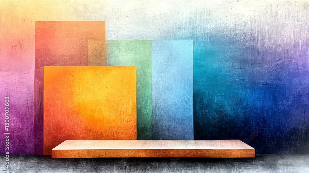 Poster abstract colorful background textured wall display shelf product presentation modern a