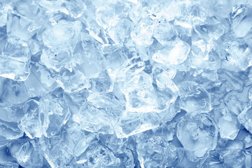 Pieces of crushed ice as background, top view