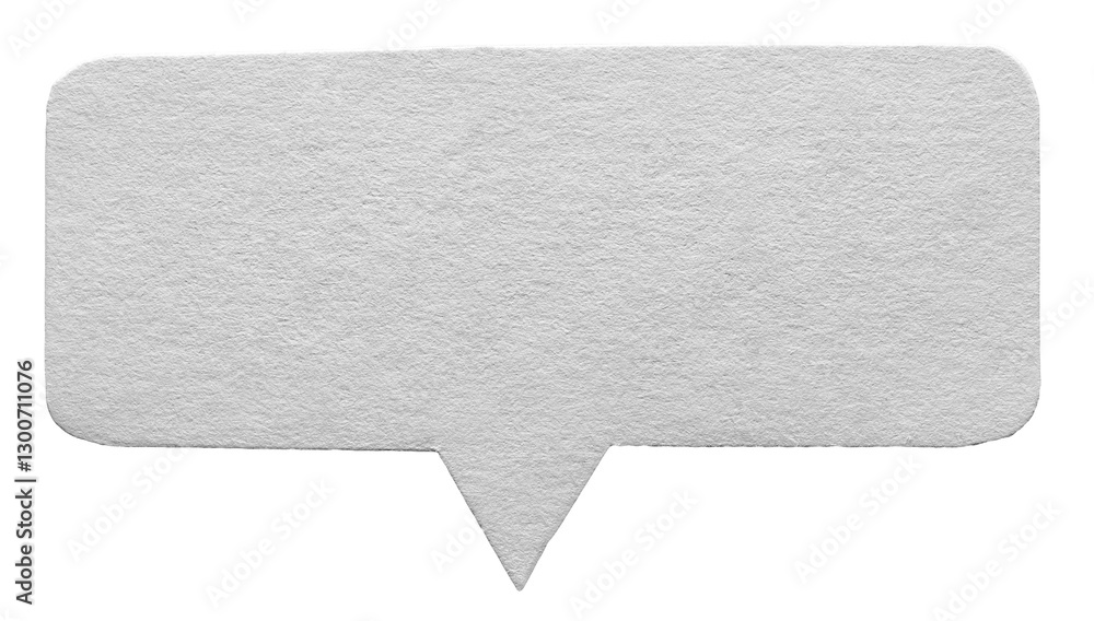 Poster Grey blank cut out cardboard paper speech bubble with round rounded corners rough edges, copy space for text on transparent png background design element