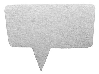 Grey blank cut out cardboard paper speech bubble with round rounded corners rough edges, copy space...