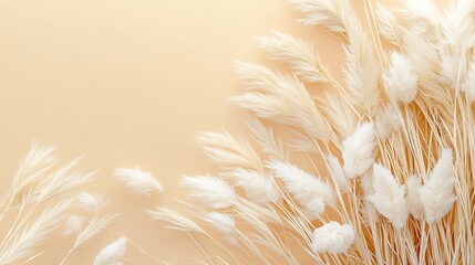 Creamy Pampas Grass on a Soft Beige Background AI Generated