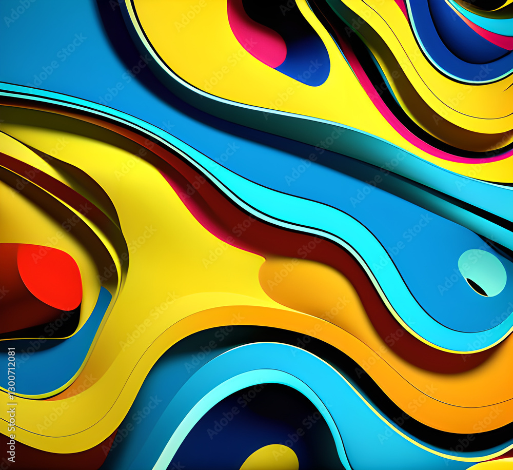Poster this colorful illustration features vibrant abstract layers that flow and swirl gracefully across a 