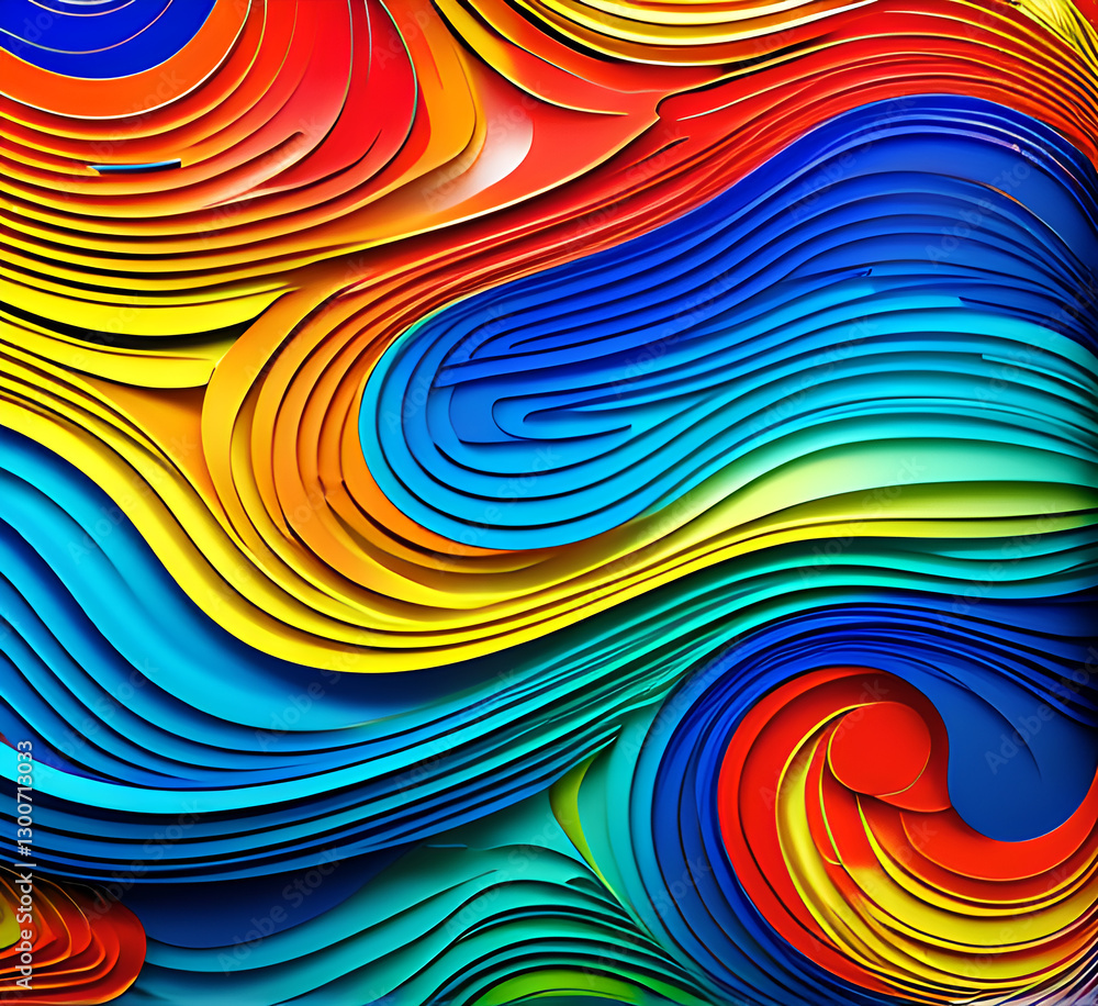 Poster this colorful illustration features vibrant abstract layers that flow and swirl gracefully across a 