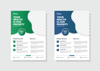 Design of medical flyers corporate medical and medical flyer a4 size creative design  template for printing and vector layout 