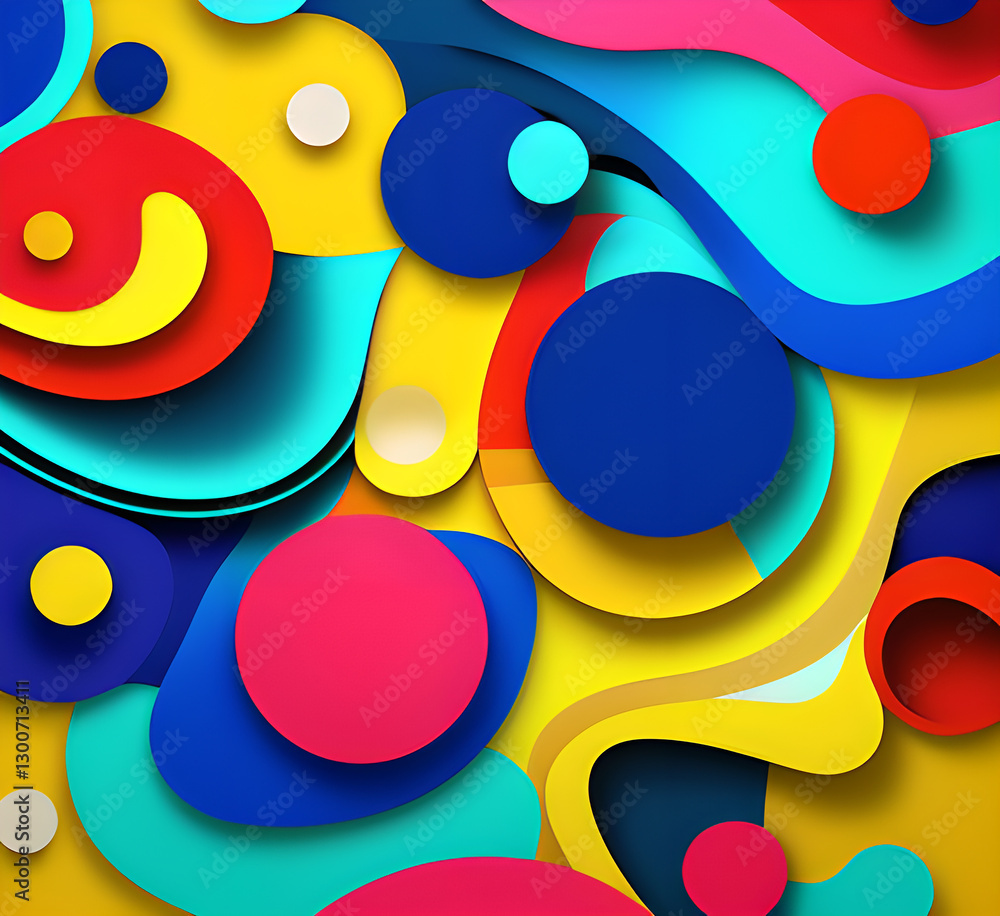 Poster this colorful illustration features vibrant abstract layers that flow and swirl gracefully across a 