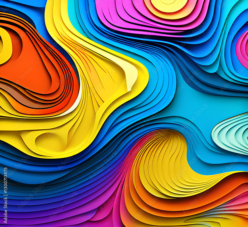 Poster this colorful illustration features vibrant abstract layers that flow and swirl gracefully across a 