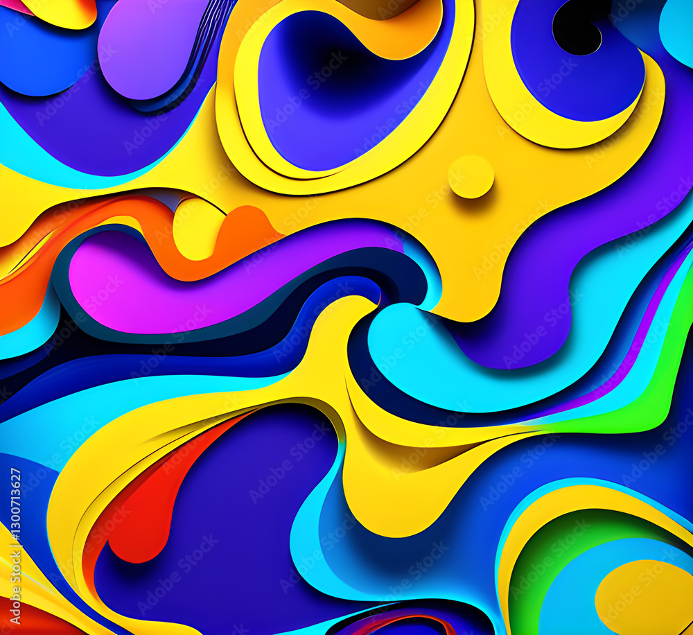 Poster this colorful illustration features vibrant abstract layers that flow and swirl gracefully across a 