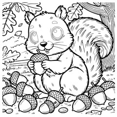 Obraz premium squirrel with acorn vector