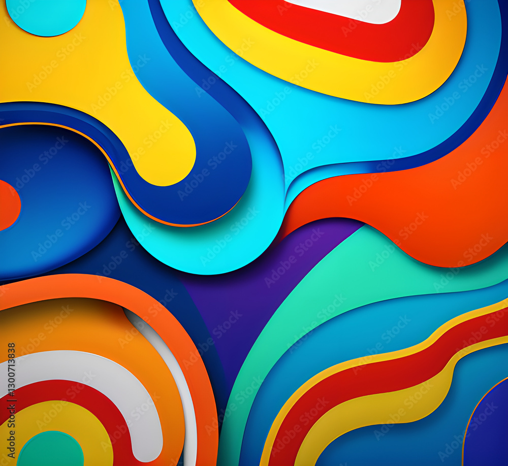 Poster this colorful illustration features vibrant abstract layers that flow and swirl gracefully across a 