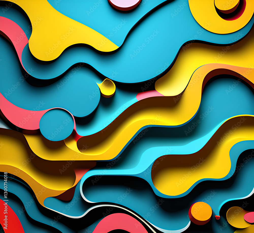 Poster this colorful illustration features vibrant abstract layers that flow and swirl gracefully across a 