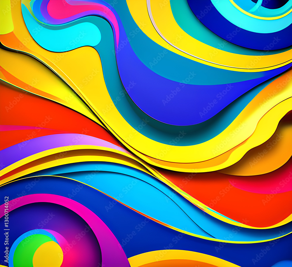 Poster this colorful illustration features vibrant abstract layers that flow and swirl gracefully across a 