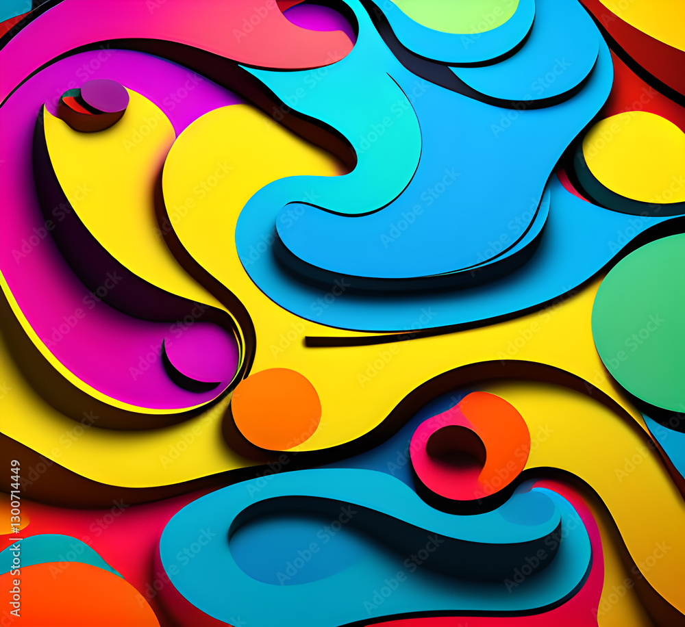 Poster this colorful illustration features vibrant abstract layers that flow and swirl gracefully across a 