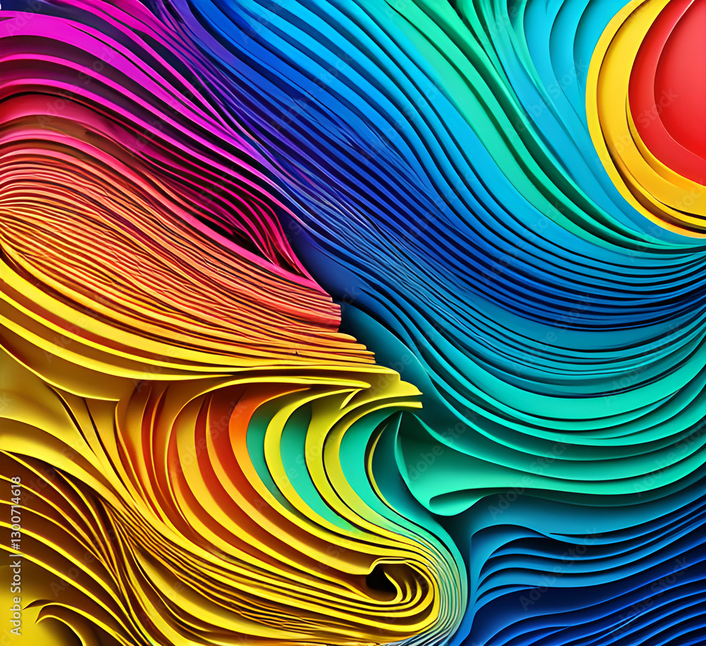 Poster this colorful illustration features vibrant abstract layers that flow and swirl gracefully across a 