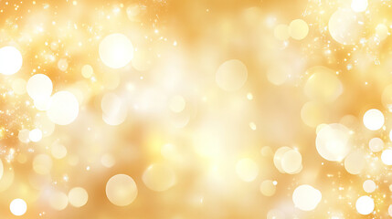 Dreamy Background of Softly Blurred Golden Bokeh Lights, Creating a Warm, Festive, and Elegant Atmosphere.
