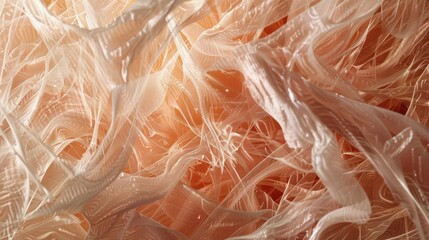 Close up of polyester fibers showing texture and impact on human skin.
